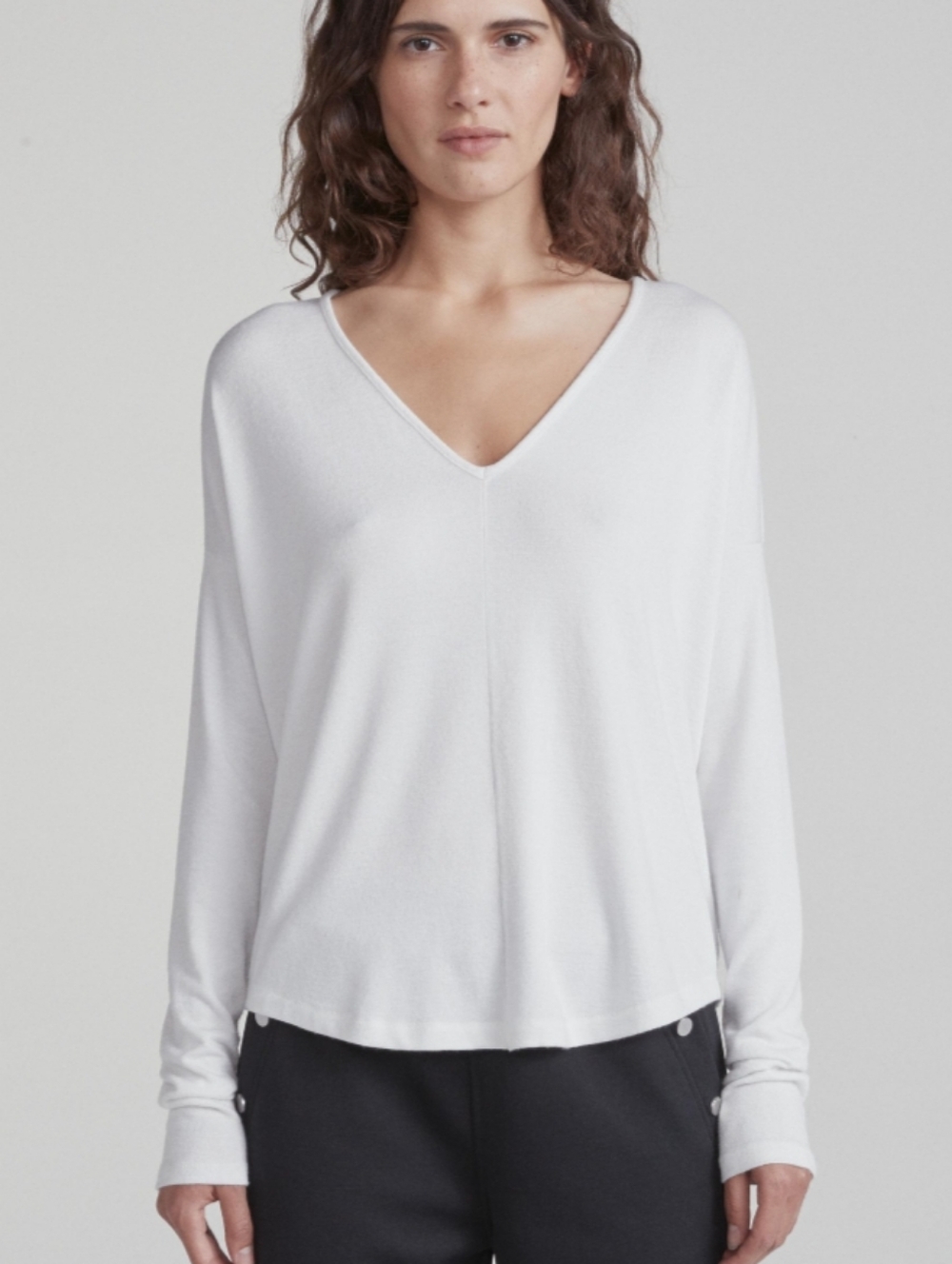 NEW Rag & Bone The Knit Vee Long Sleeve Top  M Elevated Basic Classic Layer